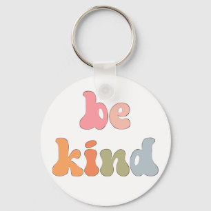 Inspirational Boho Colorful Watercolor Be Kind Keychain