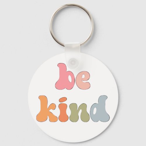 Inspirational Boho Colorful Watercolor Be Kind Keychain