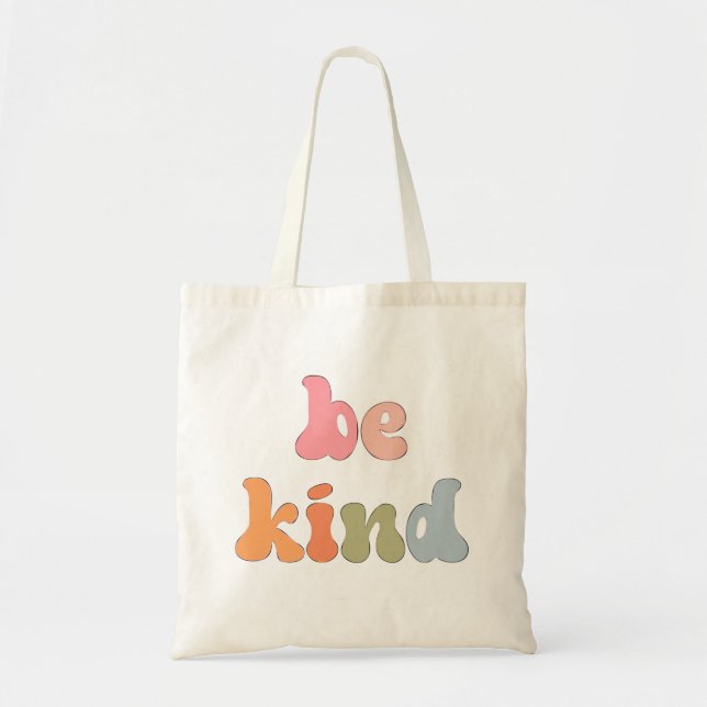 Inspirational Boho Colorful Watercolor Be Kind Tote Bag (Front)