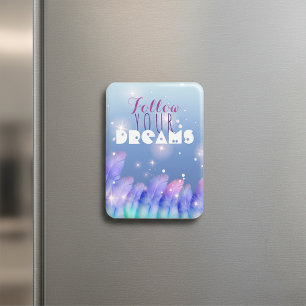 Inspirational Boho Feathers "Follow Your Dreams" Magnet