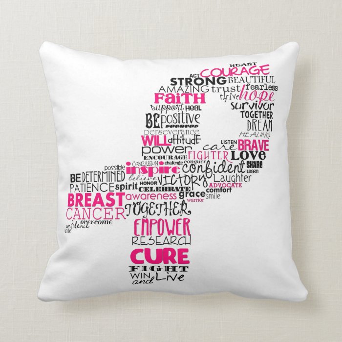 Inspirational Breast Cancer Awareness Ribbon Pillow