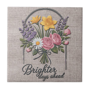 Inspirational Brighter Days Head Quote/Sublimation Ceramic Tile