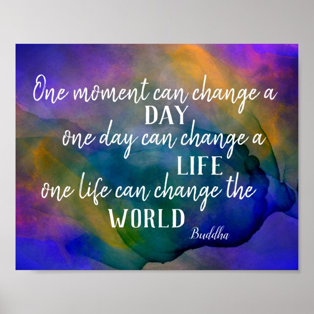 inspirational Buddha quote blue and purple bold  Poster (Front)