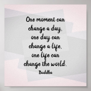 inspirational Buddha quote text on gray Poster