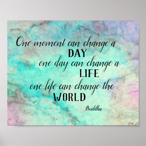 inspirational Buddha quote turquoise  watercolor Poster