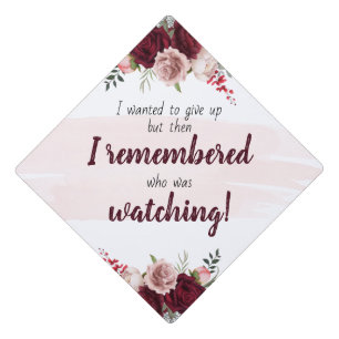 Inspirational Burgundy Floral Graduation Cap Topper