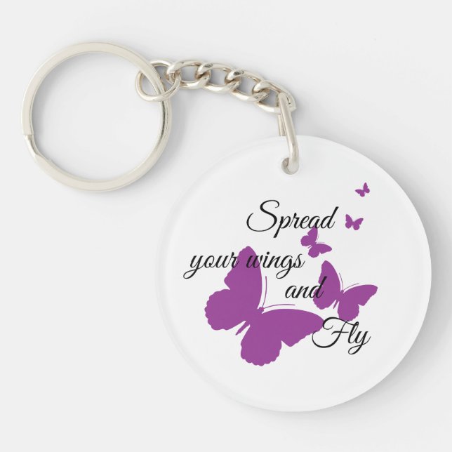 Inspirational Butterfly Custom Message Keychain (Front)