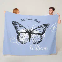 Faith Blue Butterfly Fleece newest Blanket