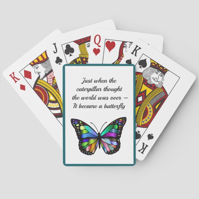 Inspirational Butterfly Quote Elegant Hopeful Poker Cards (Back)