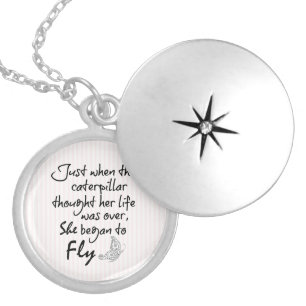 Inspirational Butterfly Quote Silver Plated Necklace