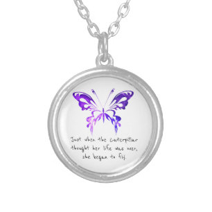 Inspirational Butterfly Silver Plated Necklace