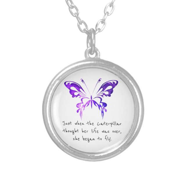 Inspirational Butterfly Silver Plated Necklace (Front)