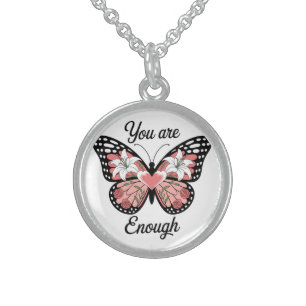 Inspirational Butterfly/You Are Enough Sterling Silver Necklace