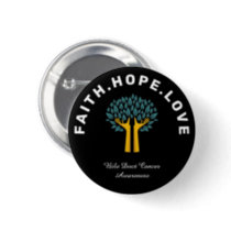 Inspirational Cancer Awareness Tree of Life Black Button