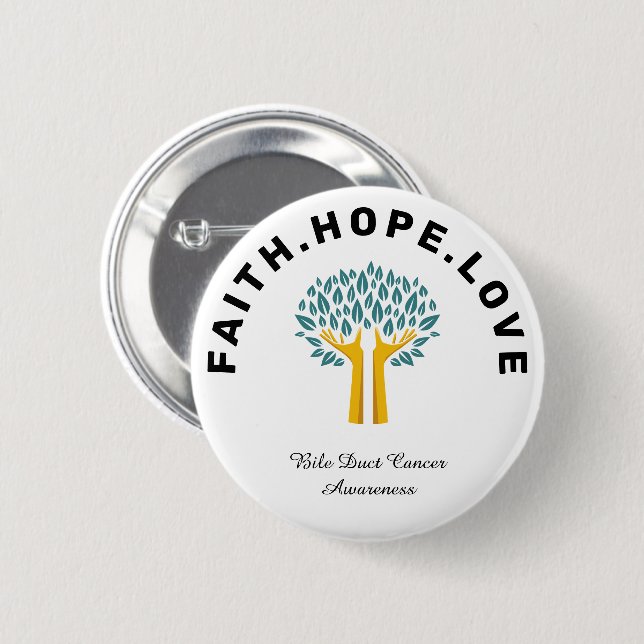 Inspirational Cancer Awareness Tree of Life White Button (Front & Back)