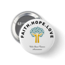 Inspirational Cancer Awareness Tree of Life White Button