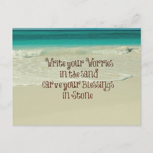 Inspirational Carve your Blessings in Stone Quote Postcard