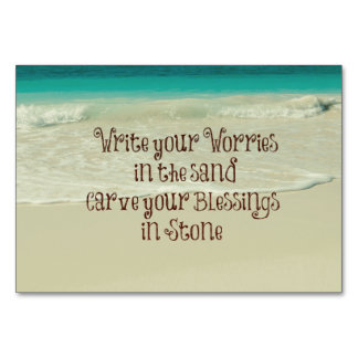 Inspirational Carve your Blessings in Stone Quote Table Number