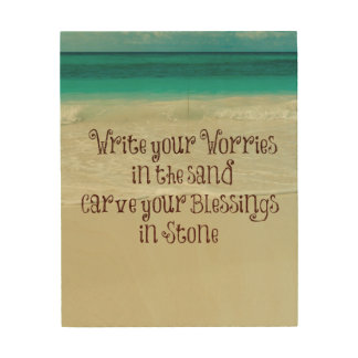Inspirational Carve your Blessings in Stone Quote Wood Wall Art