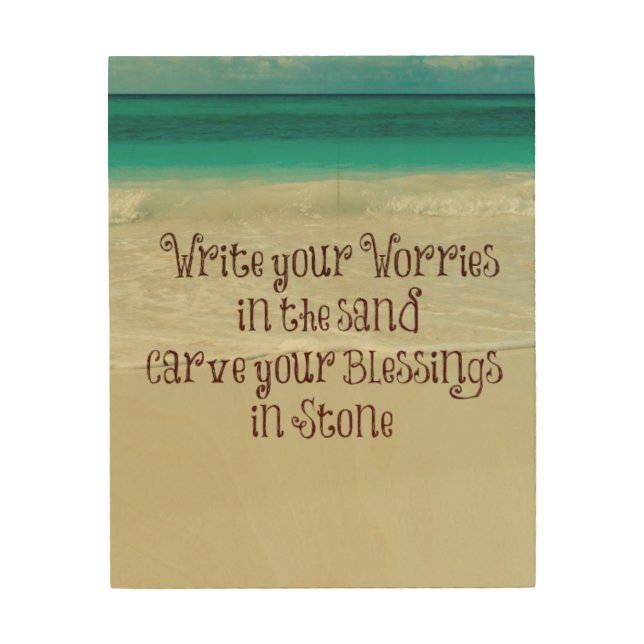 Inspirational Carve your Blessings in Stone Quote Wood Wall Art (Front)