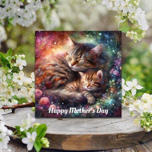 Inspirational Cat Mom Kitten Floral Mothers Day Card