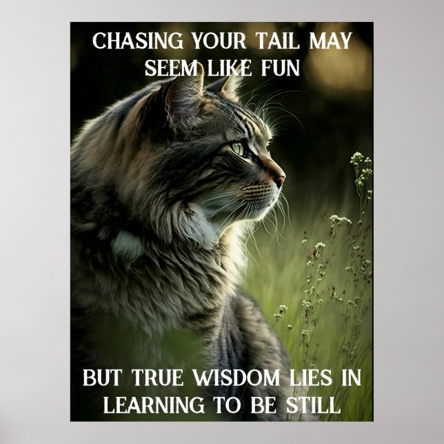 Inspirational Cat Poster With  Motivational Quote (Front)