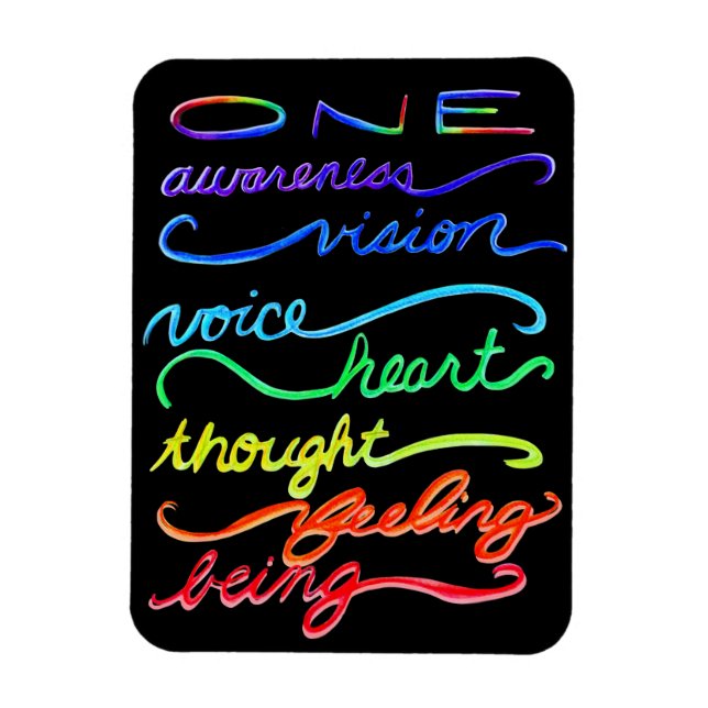 Inspirational Chakra Themed Rainbow Art Words Magnet (Vertical)