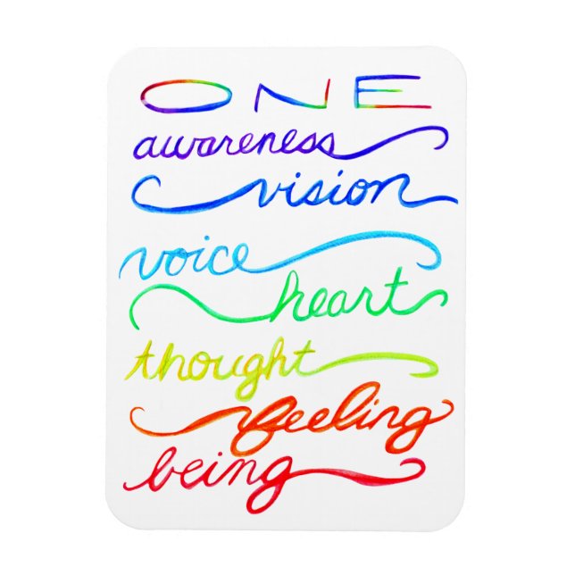 Inspirational Chakra Themed Rainbow Words Magnet (Vertical)