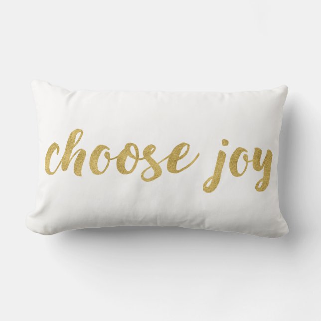 Inspirational Choose Joy In Gold Decorative Lumbar Pillow (Front)