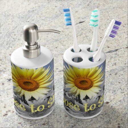Inspirational Choose To Shine Quote With Sunflower Bath Set
