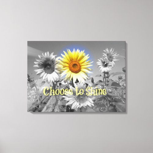 Inspirational Choose to Shine Quote with Sunflower Canvas Print