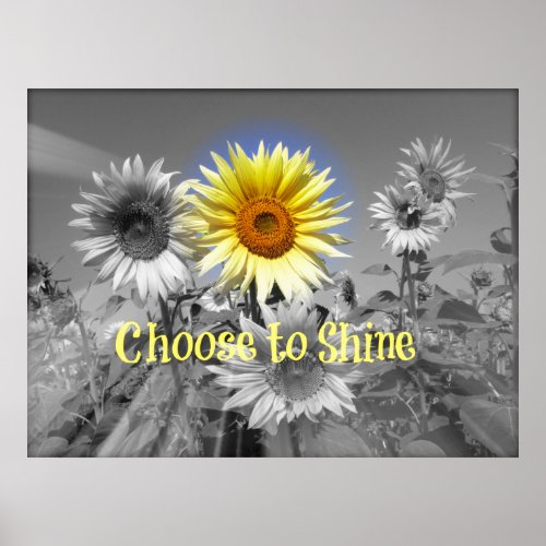Inspirational Choose to Shine Quote with Sunflower Poster