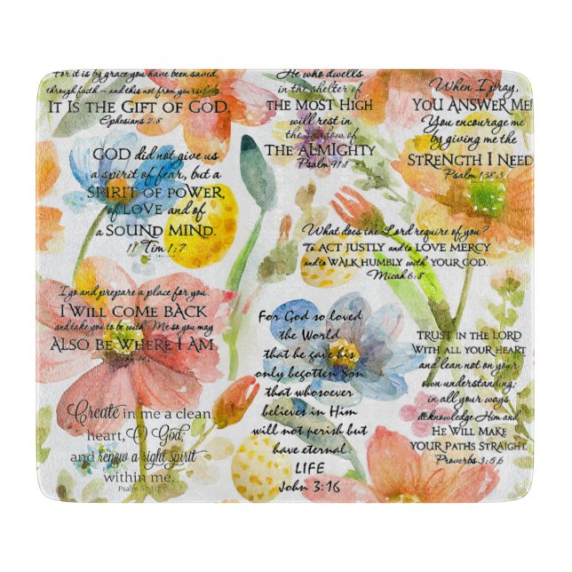 Inspirational Christian Bible Verse Cutting Board (Front)
