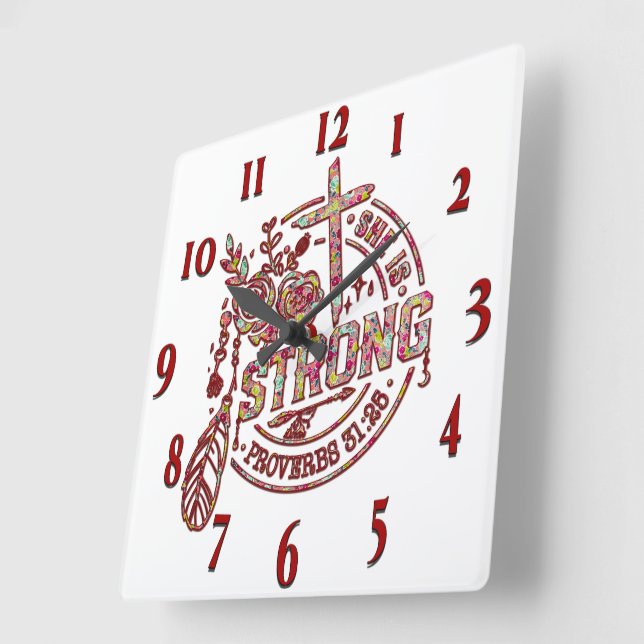Inspirational Christian Bible Verse Square Wall Clock (Angle)