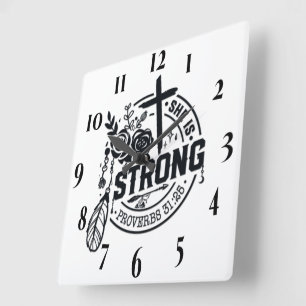 Inspirational Christian Bible Verse Square Wall Clock