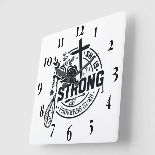 Inspirational Christian Bible Verse Square Wall Clock (Angle)