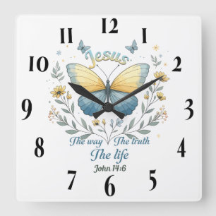 Inspirational Christian Bible Verse Square Wall Clock