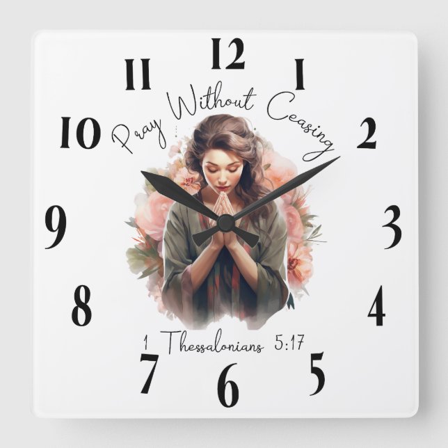 Inspirational Christian Bible Verse Square Wall Clock (Front)