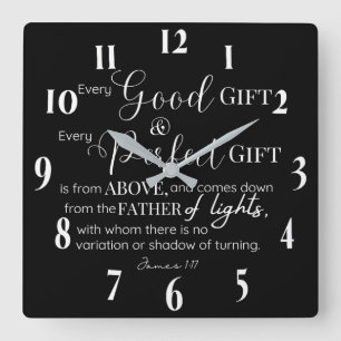 Inspirational Christian Bible Verse Square Wall Clock