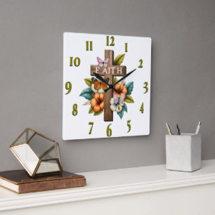 Inspirational Christian Bible Verse Square Wall Clock