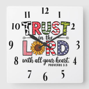 Inspirational Christian Bible Verse Square Wall Clock