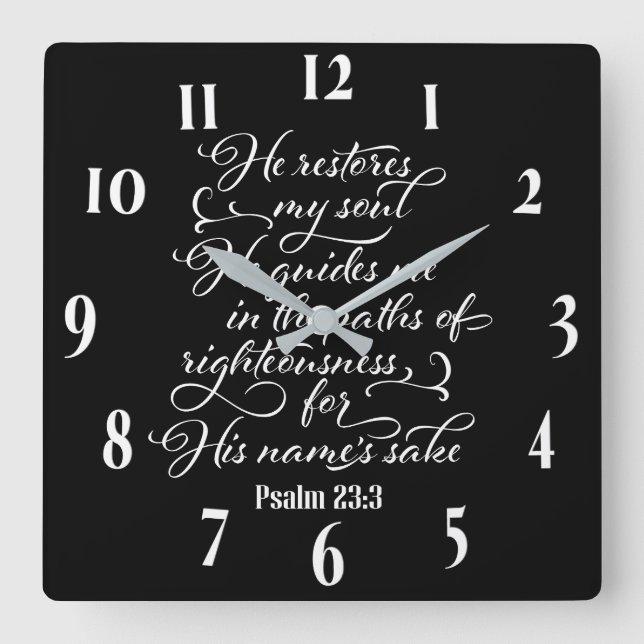 Inspirational Christian Bible Verse Square Wall Clock (Front)