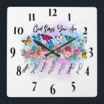 Inspirational Christian Bible Verse Square Wall Clock<br><div class="desc">Acrylic Wall Clocks
Inspirational Christian Bible Verse
God Says You Are
Religious/Spirituality/Faith
Quotes/Sayings</div>