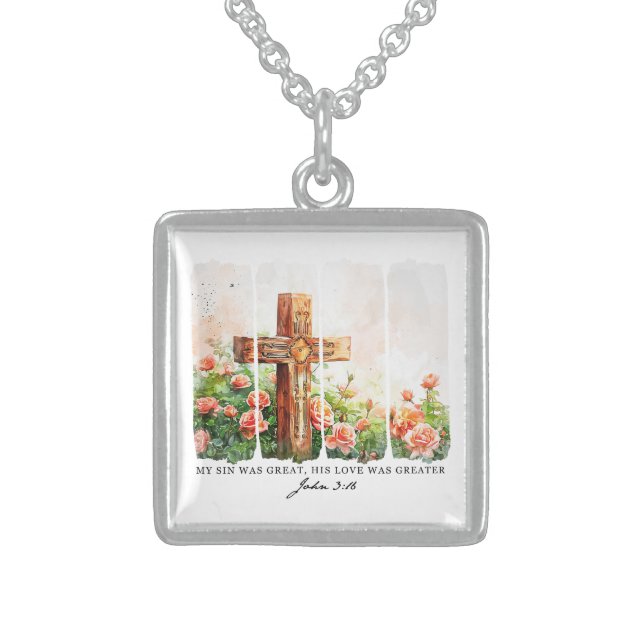 Inspirational Christian Bible Verse Sterling Silver Necklace (Front)