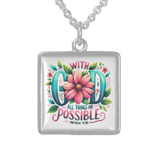 Inspirational Christian Bible Verse Sterling Silver Necklace