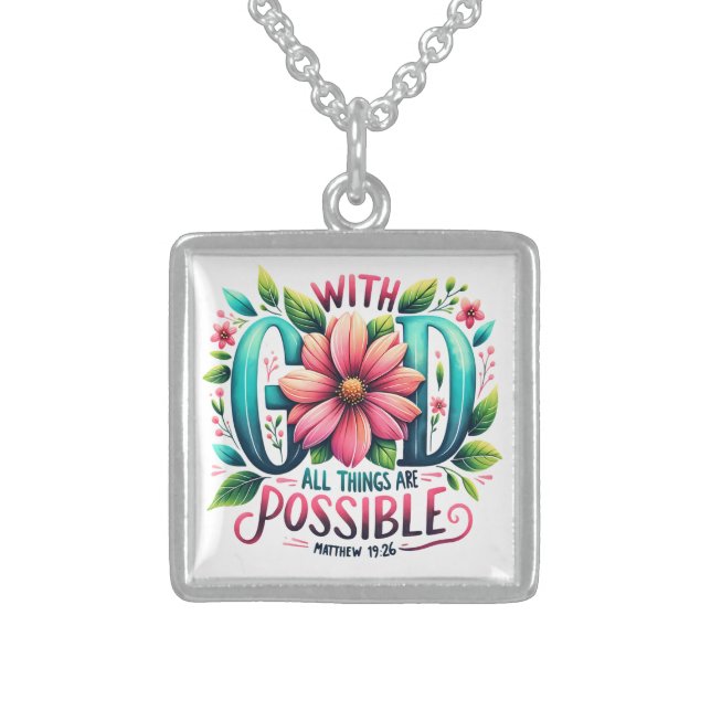 Inspirational Christian Bible Verse Sterling Silver Necklace (Front)