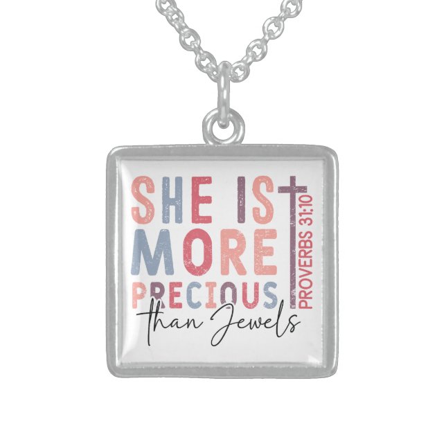 Inspirational Christian Bible Verse Sterling Silver Necklace (Front)