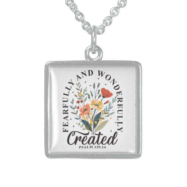 Inspirational Christian Bible Verse Sterling Silver Necklace (Front)