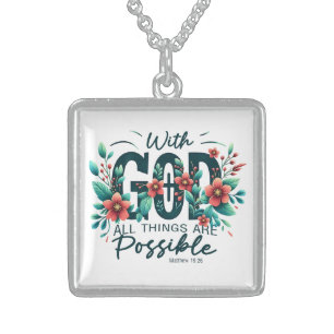 Inspirational Christian Bible Verse Sterling Silver Necklace
