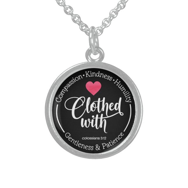 Inspirational Christian Bible Verse Sterling Silver Necklace (Front)